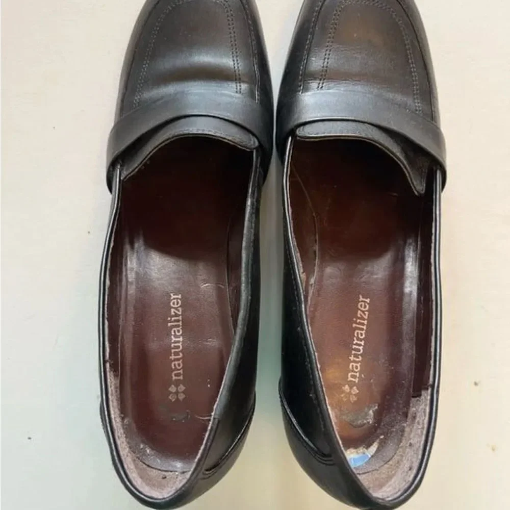 Naturalizer Leather Heeled Women’s 7.5 Slip-On Comfort Dress Shoes Black Classic